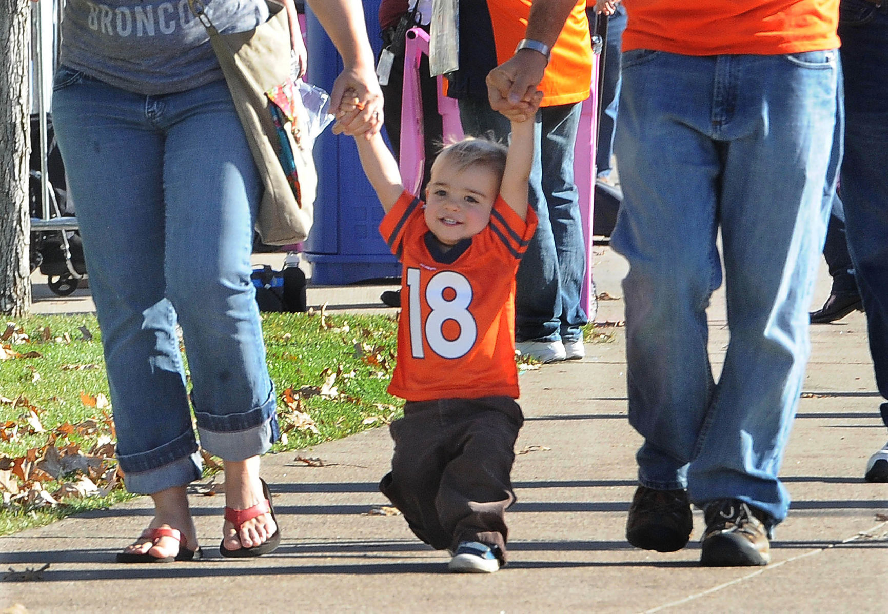Ivan Voorhees was dressed like a budding Peyton Manning. He and his parents were heading to a Broncos-49ers game on Sunday, October 19, 2014. (The Gazette/Jerilee Bennett)